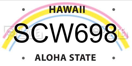 SCW698 Hawaii License Plate