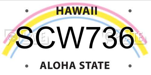 SCW736 Hawaii License Plate