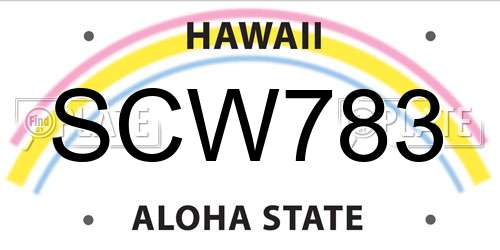 SCW783 Hawaii License Plate