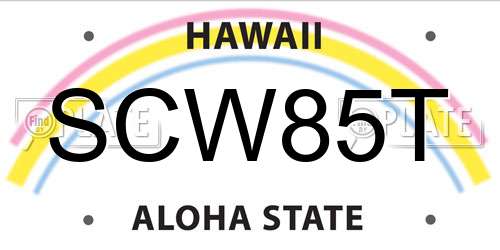 SCW85T Hawaii License Plate