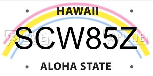SCW85Z Hawaii License Plate