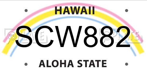 SCW882 Hawaii License Plate