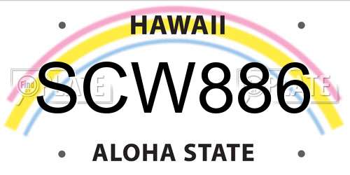 SCW886 Hawaii License Plate