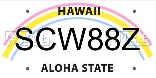 SCW88Z Hawaii License Plate