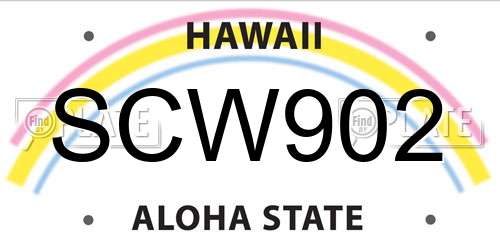 SCW902 Hawaii License Plate