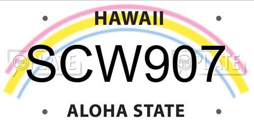 SCW907 Hawaii License Plate