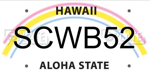 SCWB52 Hawaii License Plate