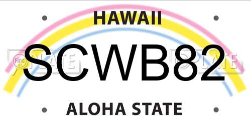 SCWB82 Hawaii License Plate