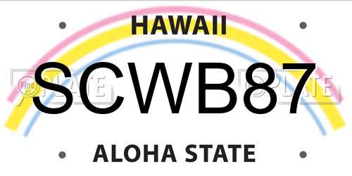 SCWB87 Hawaii License Plate