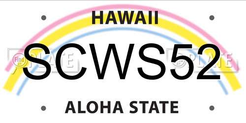 SCWS52 Hawaii License Plate