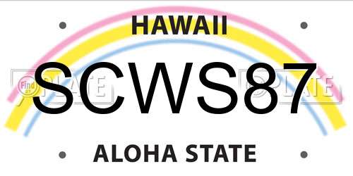 SCWS87 Hawaii License Plate