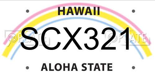SCX321 Hawaii License Plate