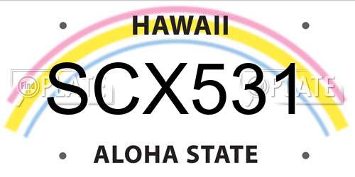 SCX531 Hawaii License Plate