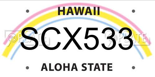 SCX533 Hawaii License Plate