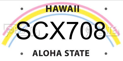 SCX708 Hawaii License Plate