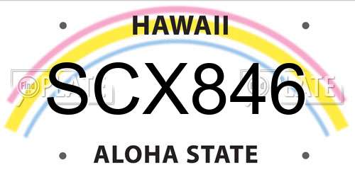 SCX846 Hawaii License Plate