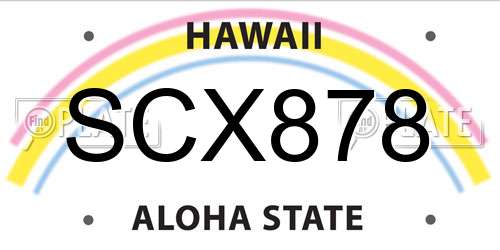 SCX878 Hawaii License Plate