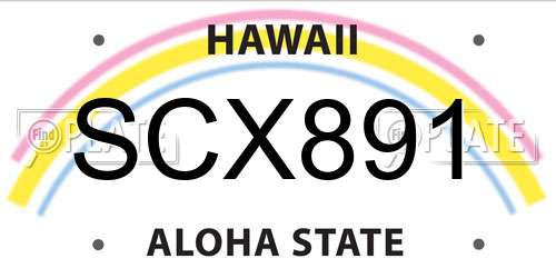 SCX891 Hawaii License Plate