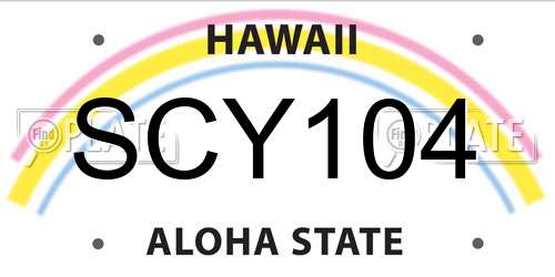 SCY104 Hawaii License Plate