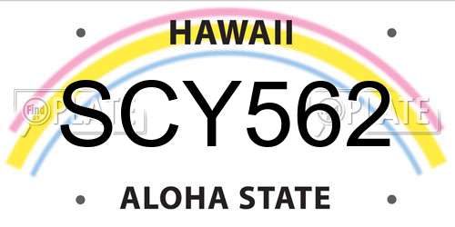SCY562 Hawaii License Plate