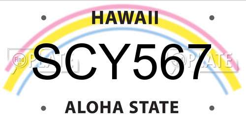 SCY567 Hawaii License Plate