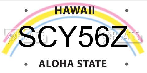 SCY56Z Hawaii License Plate