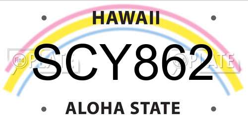 SCY862 Hawaii License Plate