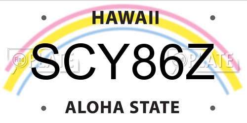 SCY86Z Hawaii License Plate