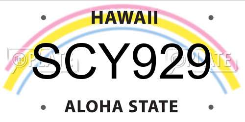 SCY929 Hawaii License Plate