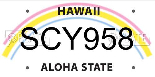 SCY958 Hawaii License Plate