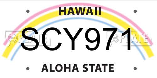 SCY971 Hawaii License Plate