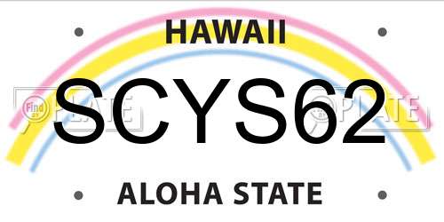 SCYS62 Hawaii License Plate
