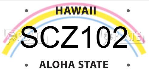 SCZ102 Hawaii License Plate