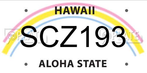 SCZ193 Hawaii License Plate