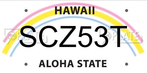 SCZ53T Hawaii License Plate