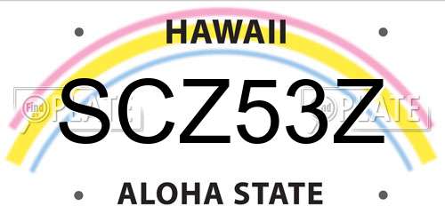 SCZ53Z Hawaii License Plate