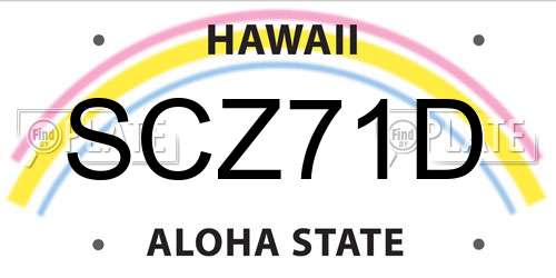 SCZ71D Hawaii License Plate