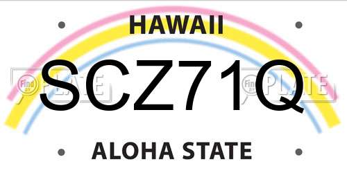SCZ71Q Hawaii License Plate