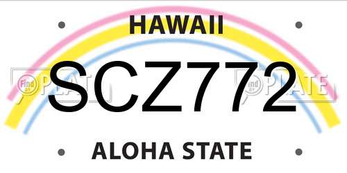 SCZ772 Hawaii License Plate
