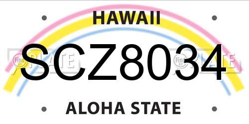 SCZ8034 Hawaii License Plate