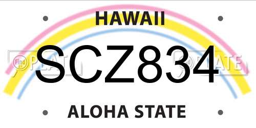 SCZ834 Hawaii License Plate