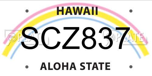 SCZ837 Hawaii License Plate