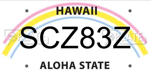 SCZ83Z Hawaii License Plate