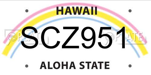 SCZ951 Hawaii License Plate