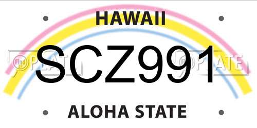 SCZ991 Hawaii License Plate