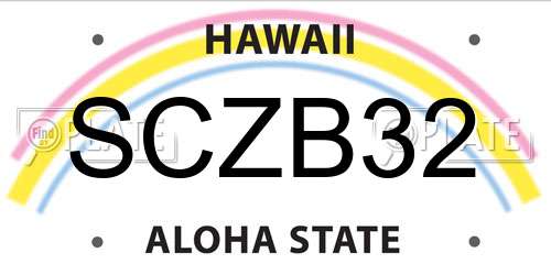 SCZB32 Hawaii License Plate