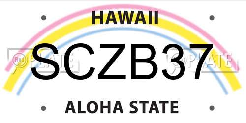 SCZB37 Hawaii License Plate