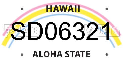 SD06321 Hawaii License Plate
