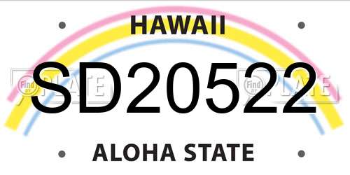 SD20522 Hawaii License Plate