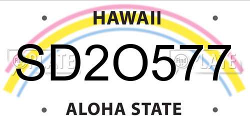 SD2O577 Hawaii License Plate